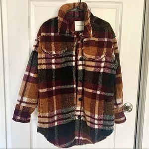 AE Plaid Oversized Sherpa Jacket